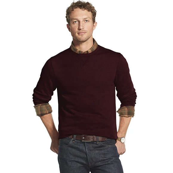 NWT GH Bass & Co Men's Sueded Fleece Crew Neck Sweatshirt Size 2XL Red $65 CC306 - Picture 1 of 1